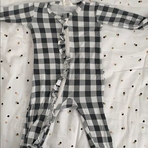 SpearmintLOVE black gingham ruffle footie